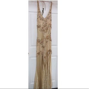 Cache Silk Formal Beaded Lace Gown Prom Dress